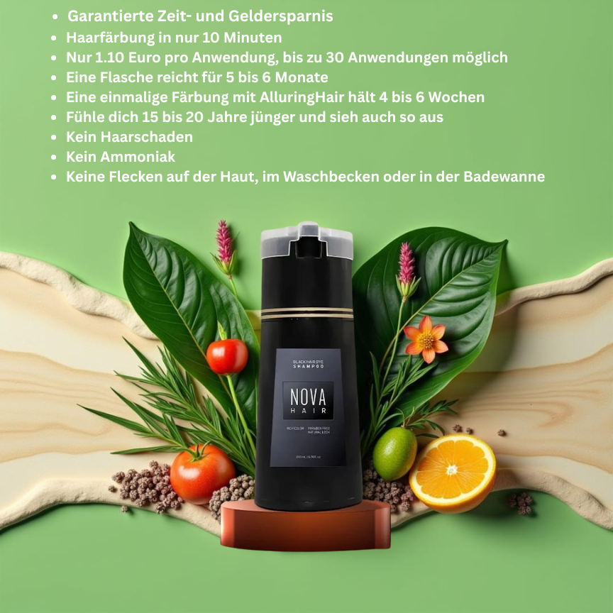 "NovaHair™ – Haarfärbe-Shampoo für lebendiges, gesundes Haar mit schnellen und langanhaltenden Ergebnissen"