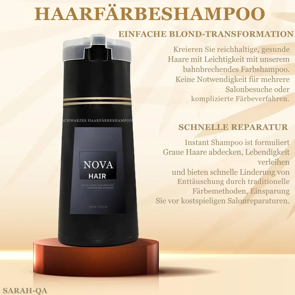 "NovaHair™ – Haarfärbe-Shampoo für lebendiges, gesundes Haar mit schnellen und langanhaltenden Ergebnissen"