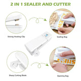 USB Mini Chargable Portable Plastic Bag Heat Sealers (2 in 1) With Built in Cutter Knife best for Food Perservation