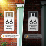 Personalised Exterior Solar House Number Sign LED Light House Plaque 3D Laser Cutting Street Family Name Door Sign