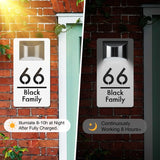 Personalised Exterior Solar House Number Sign LED Light House Plaque 3D Laser Cutting Street Family Name Door Sign