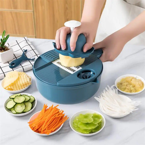 Multi Functional 12 in 1 Vegetable and Fruit Dicer, Slicer,Chopper,Cutter Spiralizer & Manual Mandoline-2024