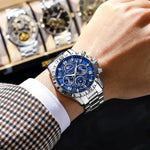 POEDAGAR Luxury Watch for MEN Quartz Sports Watch Waterproof Luminous Stainless Steel Chronograph