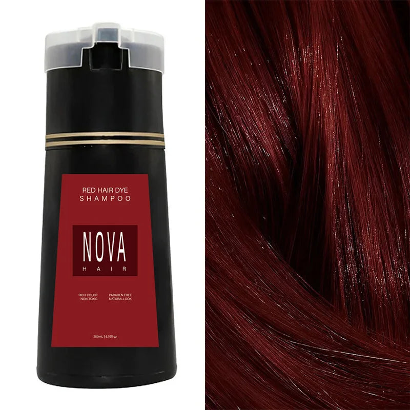 Nova Hair Instant Dye Hair Shampoo for Men and Women-Full Grey Head & Beard Hair coverage- English-2025