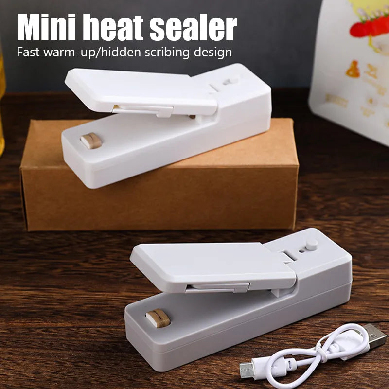 Mini USB Chargable Plastic Bag Heat Sealers With Cutter Knife (2 in 1) best For Food Perservation