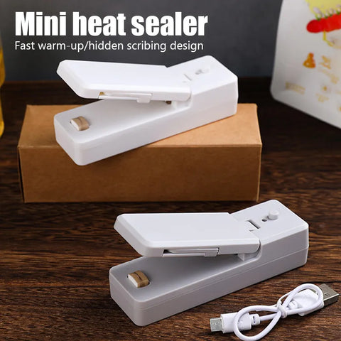 Mini USB Chargable Plastic Bag Heat Sealers With Cutter Knife (2 in 1) best For Food Perservation