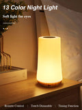 LED Night Light 13 Colour Changing Rechargeable Bedside Table Lamp with Remote Control with Touch Lamp Dimmable