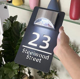 Personalised Exterior Solar House Number Sign LED Light House Plaque 3D Laser Cutting Street Family Name Door Sign