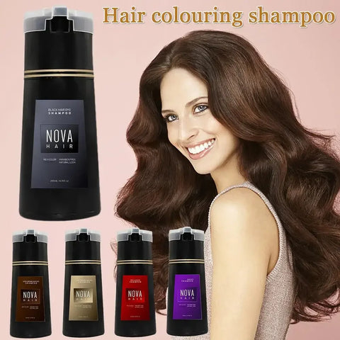 Nova Hair Instant Dye Hair Shampoo for Men and Women-Full Grey Head & Beard Hair coverage- English-2025