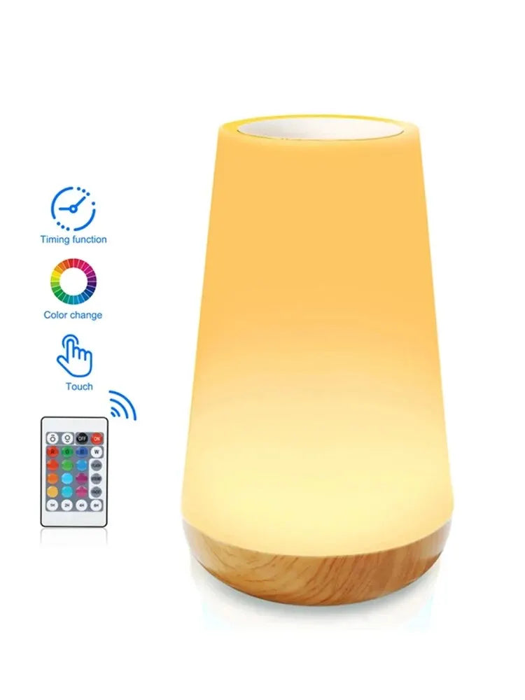 LED Night Light 13 Colour Changing Rechargeable Bedside Table Lamp with Remote Control with Touch Lamp Dimmable
