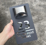 Personalised Exterior Solar House Number Sign LED Light House Plaque 3D Laser Cutting Street Family Name Door Sign