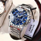 POEDAGAR Luxury Watch for MEN Quartz Sports Watch Waterproof Luminous Stainless Steel Chronograph