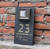 Personalised Exterior Solar House Number Sign LED Light House Plaque 3D Laser Cutting Street Family Name Door Sign