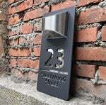 Personalised Exterior Solar House Number Sign LED Light House Plaque 3D Laser Cutting Street Family Name Door Sign