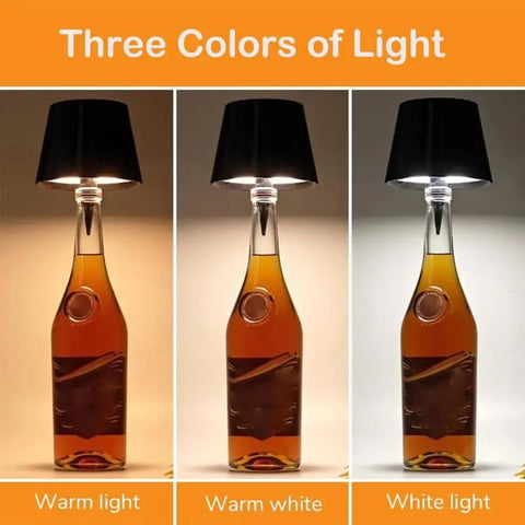 Empty Bottle LED Wireless Table Lamp 3-color Infinitely Dimmable (USB Rechargeable)