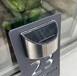 Personalised Exterior Solar House Number Sign LED Light House Plaque 3D Laser Cutting Street Family Name Door Sign