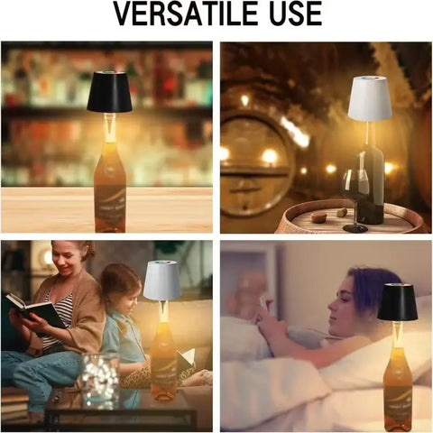 Empty Bottle LED Wireless Table Lamp 3-color Infinitely Dimmable (USB Rechargeable)