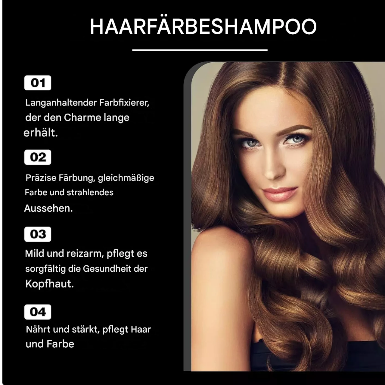 "NovaHair™ – Haarfärbe-Shampoo für lebendiges, gesundes Haar mit schnellen und langanhaltenden Ergebnissen"