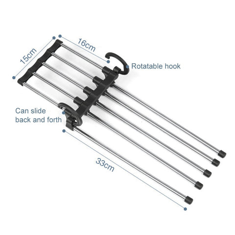 Multi-function Portable Stainless Steel Pants/Trousers Hanger 5 Tier Racks