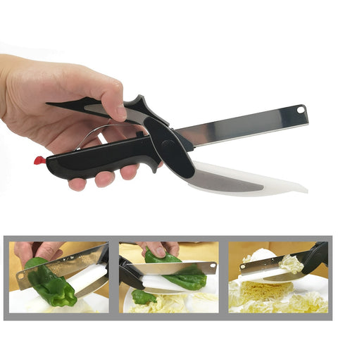 Multi-Function 2 in 1 Clever Scissor Cutter with in built tiny Cutting Board