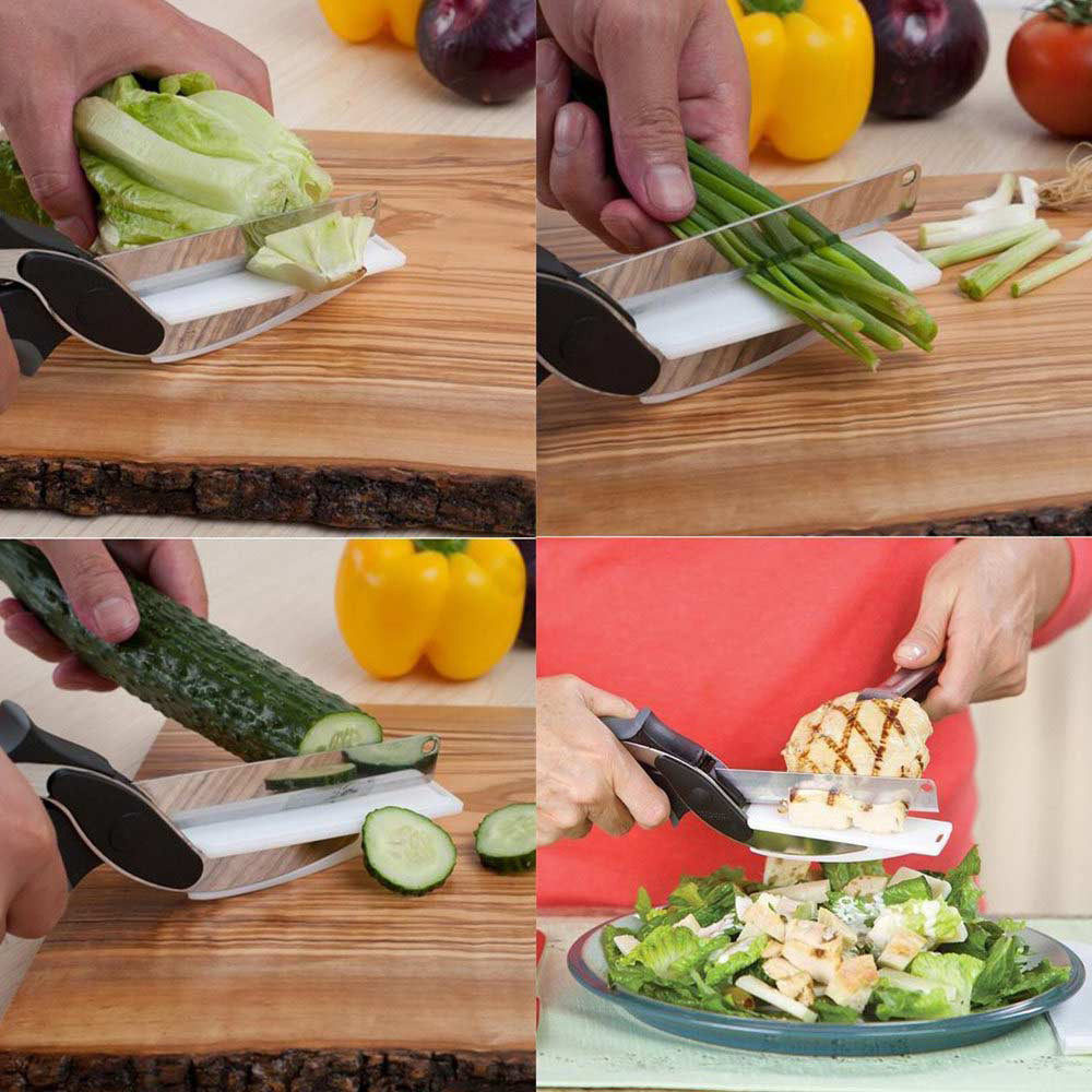 Multi-Function 2 in 1 Clever Scissor Cutter with in built tiny Cutting Board