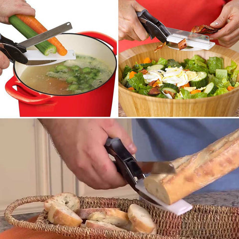 Multi-Function 2 in 1 Clever Scissor Cutter with in built tiny Cutting Board