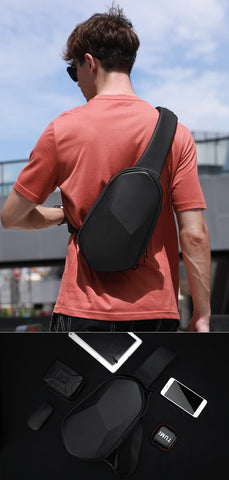 New Stylish Men Crossbody Compact Waterproof Black Backpack Bags with in built USB Charging