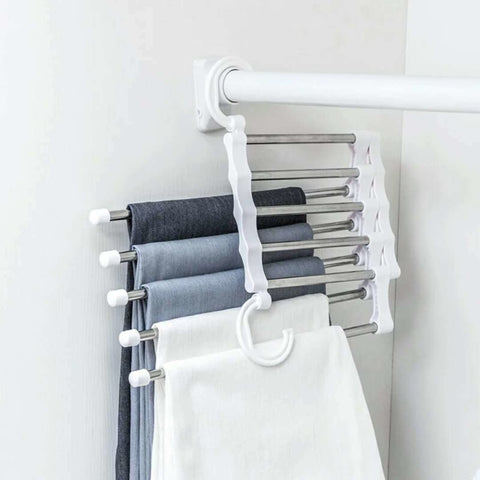 Multi-function Portable Stainless Steel Pants/Trousers Hanger 5 Tier Racks