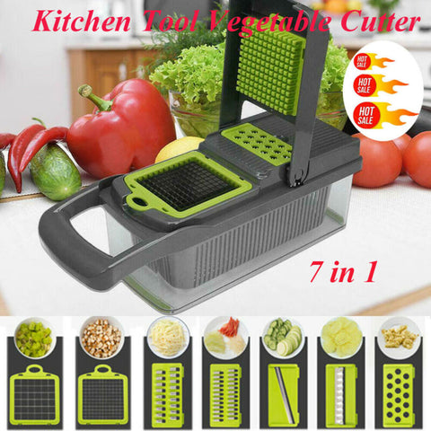 New 7 in 1 Multifunction Vegetables & Fruits Slicer, Cutter, Peeler and Chopper with in built Drain Bowl