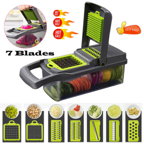 New 7 in 1 Multifunction Vegetables & Fruits Slicer, Cutter, Peeler and Chopper with in built Drain Bowl