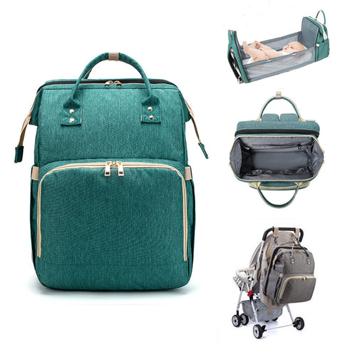 Designer-Windel-Rucksack für Babys, wasserdicht, mit integriertem Baby-Reisebett