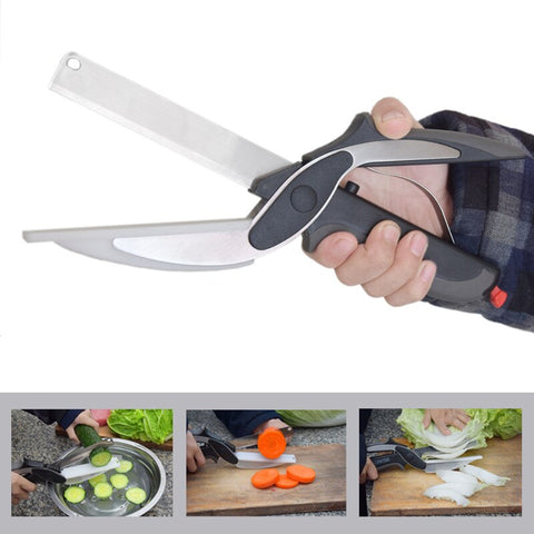 Multi-Function 2 in 1 Clever Scissor Cutter with in built tiny Cutting Board