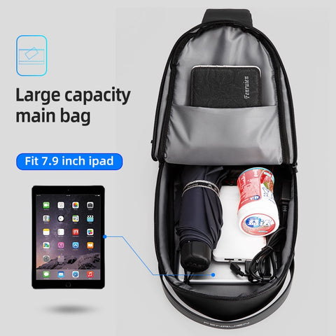 New Stylish Men Crossbody Compact Waterproof Black Backpack Bags with in built USB Charging