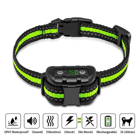 Dog Anti Bark LED Collar with Harmless Electric Sock & Vibration Sound-Waterproof