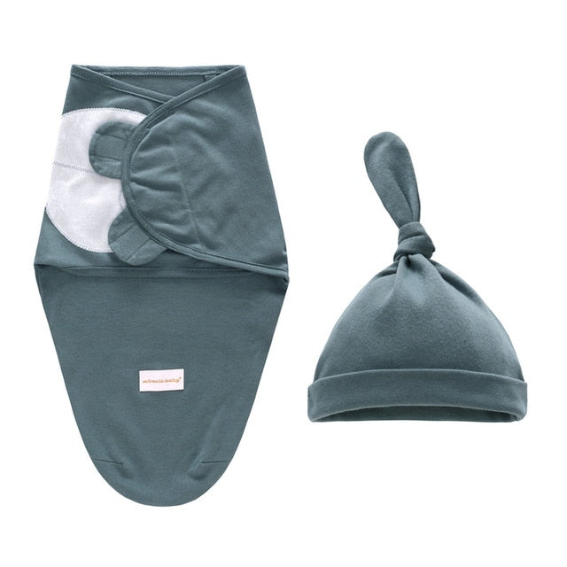 Newborn Baby Swaddle Wrap + Hat for 0-6 Months