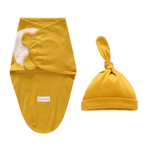 Newborn Baby Swaddle Wrap + Hat for 0-6 Months