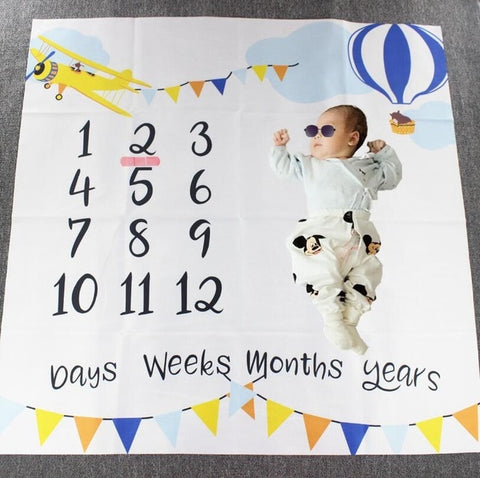 Newborn Baby Monthly Growth Record Blanket with Photographic Background