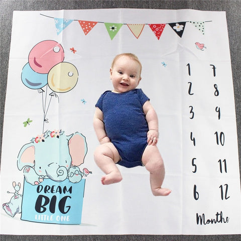 Newborn Baby Monthly Growth Record Blanket with Photographic Background