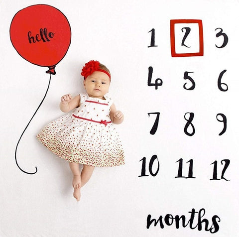 Newborn Baby Monthly Growth Record Blanket with Photographic Background