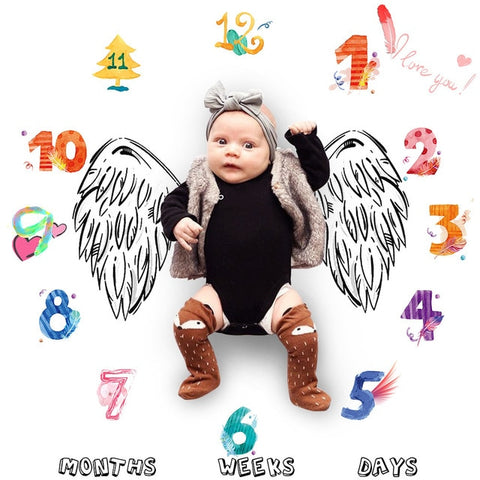 Newborn Baby Monthly Growth Record Blanket with Photographic Background