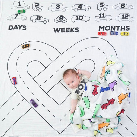 Newborn Baby Monthly Growth Record Blanket with Photographic Background