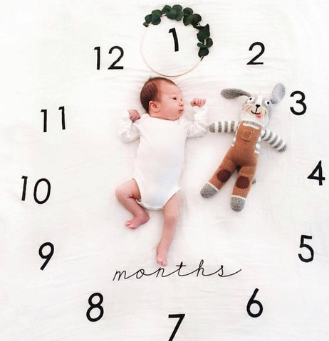 Newborn Baby Monthly Growth Record Blanket with Photographic Background