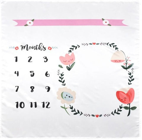 Newborn Baby Monthly Growth Record Blanket with Photographic Background