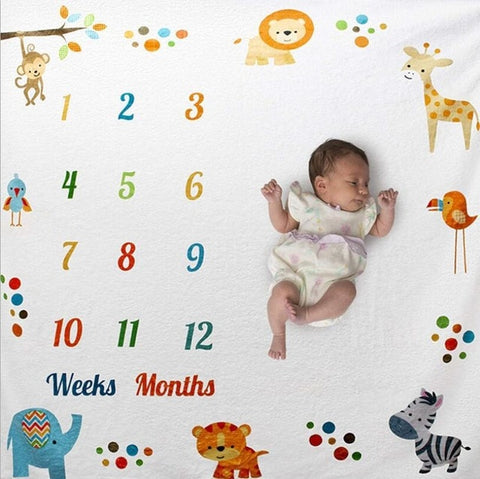 Newborn Baby Monthly Growth Record Blanket with Photographic Background