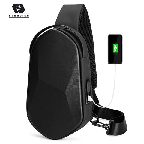 New Stylish Men Crossbody Compact Waterproof Black Backpack Bags with in built USB Charging