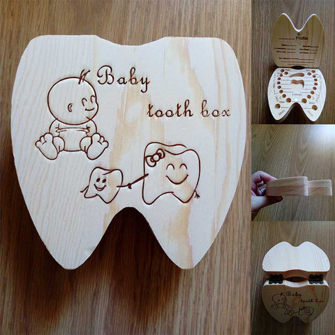 Wooden Baby Milk Tooth Box for Boys and Girls- Ideal Gift